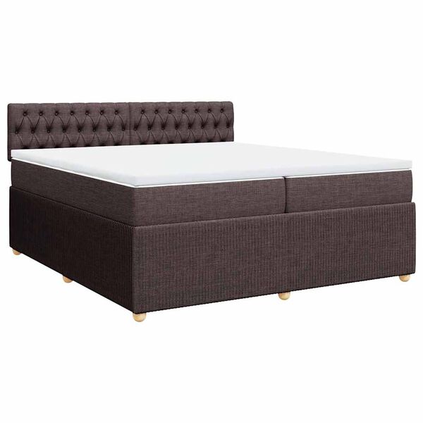 vidaXL Boxspringbett mit Matratze Dunkelbraun 200x200 cm Stoff