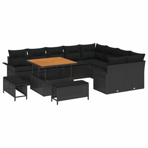 vidaXL Garten-Sofa-Set 12 stk. 11-Sitzanzahl Schwarz