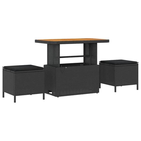 vidaXL Gartensofa-set mit Kissen 9 pcs Schwarz Poly-Rattan