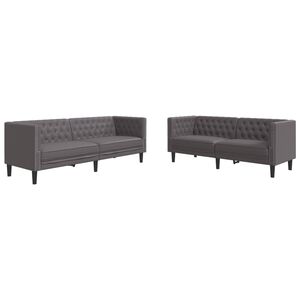 vidaXL 2-tlg. Chesterfield-Sofa-Set Grau Kunstleder