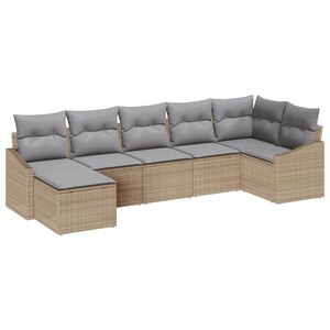 vidaXL Sofa Set mit Kissen 7 pcs Beige Poly-Rattan