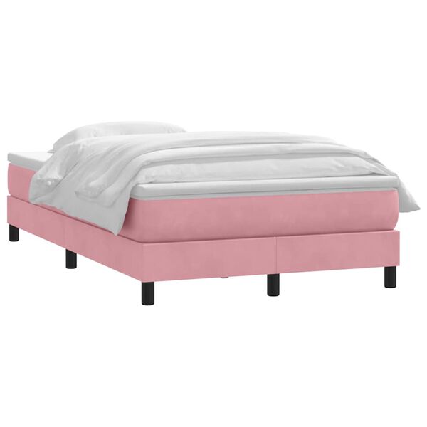 vidaXL Boxspringbett mit Matratze Rosa 120x210 cm Samt