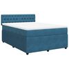 vidaXL Boxspringbett mit Matratze Blau 140x200 cm Samt