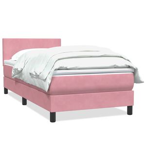 vidaXL Boxspringbett mit Matratze Rosa 90x220 cm Samt
