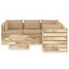 vidaXL 6-tlg. Garten-Lounge-Set mit Kissen Gr&uuml;n Impr&auml;gniertes Holz