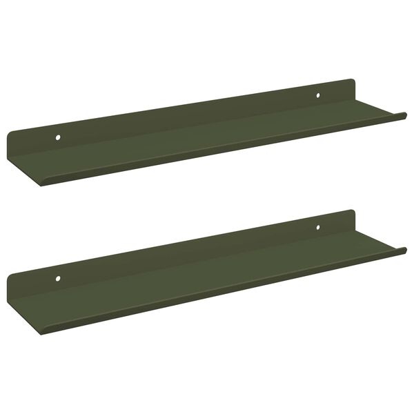vidaXL Schwebendes Regal 2 pcs Olive Gr&uuml;n 40 x 8,5 x 2,5 cm Stahl