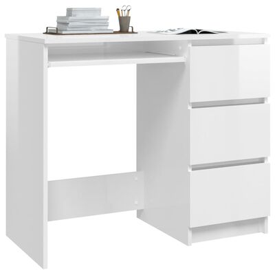 vidaXL Schreibtisch Hochglanz-Weiß 90x45x76 cm Holzwerkstoff