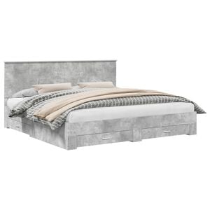 vidaXL Bettrahmen mit Schubladen Beton Grau 200 x 200 cm Holzwerkstoff