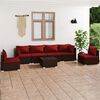 vidaXL 7-tlg. Garten-Lounge-Set mit Kissen Poly Rattan Braun