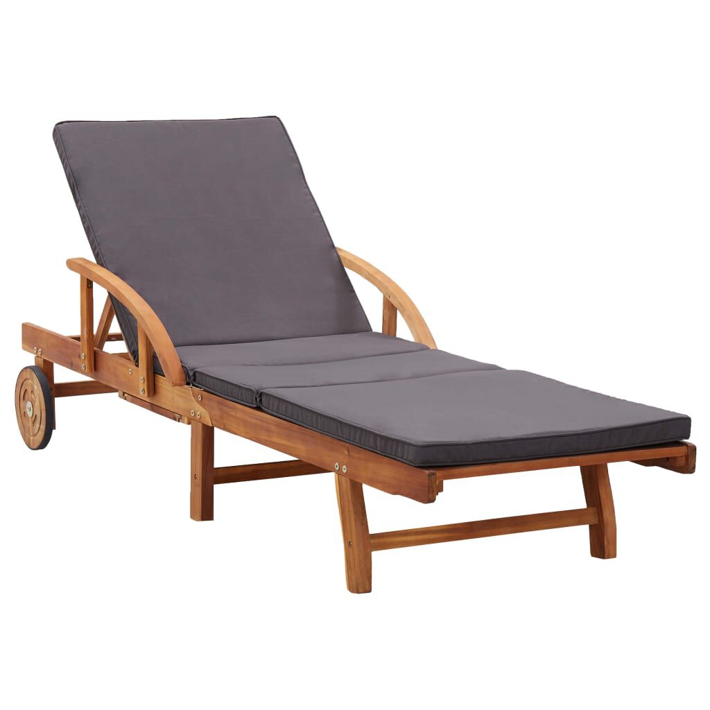 VidaXL 2-Personen Sonnenliege Aus Massiv-Akazienholz - Verstellbare Rückenlehne, Mit Rädern, Gartenliege Outdoor
