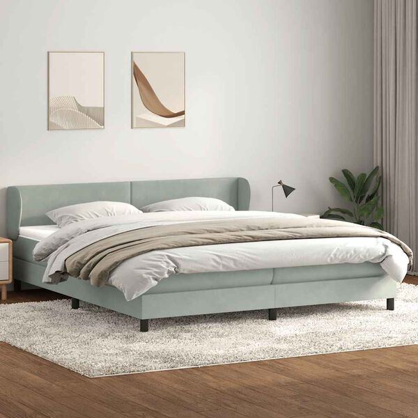 vidaXL Boxspringbett mit Matratzen Hellgrau 180x210 cm Samt