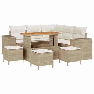 vidaXL Gartensofa-set 9 stk. 8-Sitzanzahl Beige und Creme Poly-Rattan