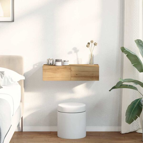 vidaXL Wandregal mit Schubladen Artisan-Eiche 60x26,5x15 cm