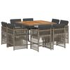 vidaXL 9-tlg. Garten-Essgruppe mit Kissen Grau Poly Rattan