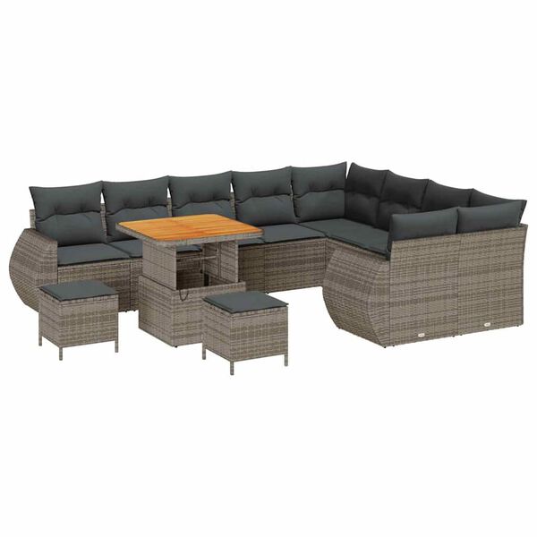 vidaXL Gartensofa-set 12 pcs Grau Poly-Rattan