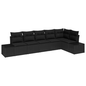 vidaXL Gartensofa-set mit Kissen 6 pcs Schwarz Poly-Rattan