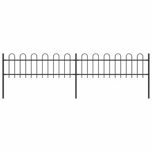 vidaXL Gartenzaun mit Rundbogen Stahl 337 x 60 cm Schwarz