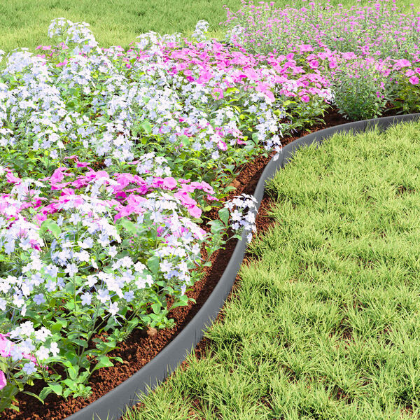 vidaXL Rasenkanten Grau 2000 x 4 x 5 cm Kunststoff