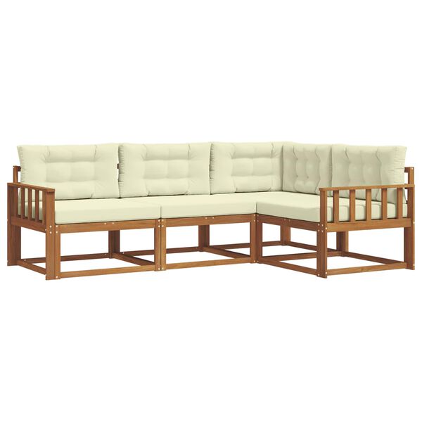 vidaXL Outdoor-Sofagarnitur mit Kissen 4 pcs Natur und Creme