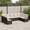 vidaXL Gartensofa-set mit Kissen 9 pcs Braun und Wei&szlig; Poly-Rattan