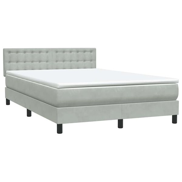 vidaXL Boxspringbett mit Matratze Hellgrau 160x210 cm Samt