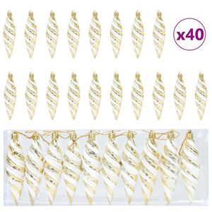 vidaXL Weihnachtliche Spiralenform Kugel 40 stk. Gold 3 x 11 cm
