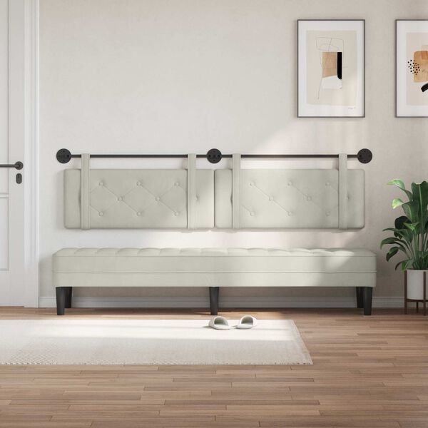 vidaXL H&auml;ngevorderseite Wandmontiert Creme 210 x 55 x 5 cm Samt