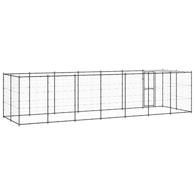 vidaXL Outdoor-Hundezwinger mit Überdachung Stahl 16,94 m²