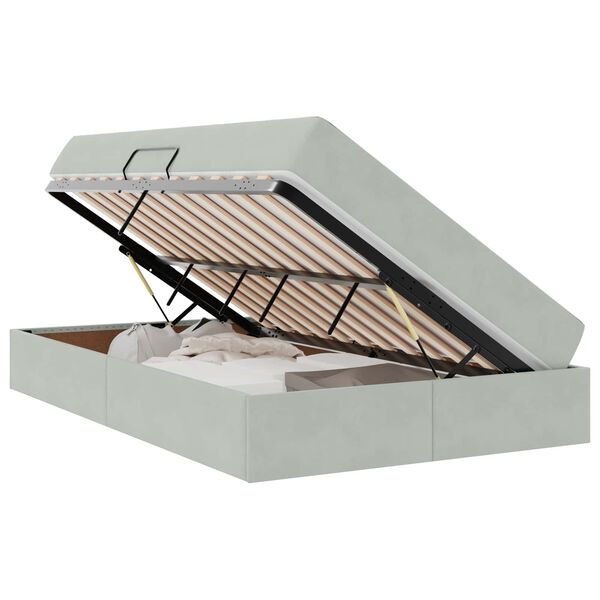 vidaXL Aufbewahrungsbett mit Matratze Hellgrau 120 x 190 cm Samt