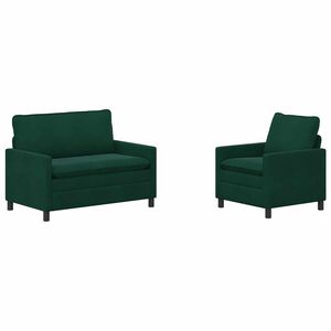 vidaXL Sofa Set 2 stk. Dunkelgr&uuml;n Samt