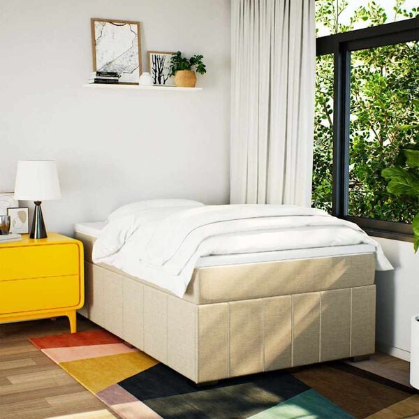 vidaXL Boxspringbett mit Matratze Creme 120x200 cm Stoff