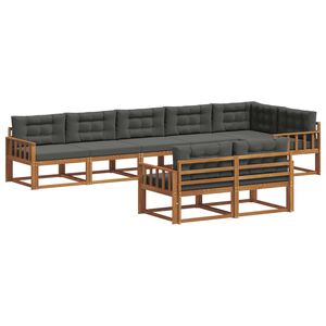 vidaXL Outdoor-Sofagarnitur mit Kissen 8 pcs Natur und Anthrazit