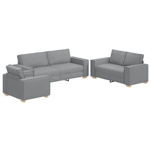 vidaXL Sofa 3 stk. Hellgrau Leinenmischgewebe