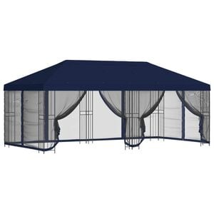 vidaXL Pavillon mit Seitenw&auml;nden 6 x 3 m Blau Polyester und Stahl