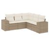 vidaXL 5-tlg. Garten-Sofagarnitur mit Kissen Beige Poly Rattan