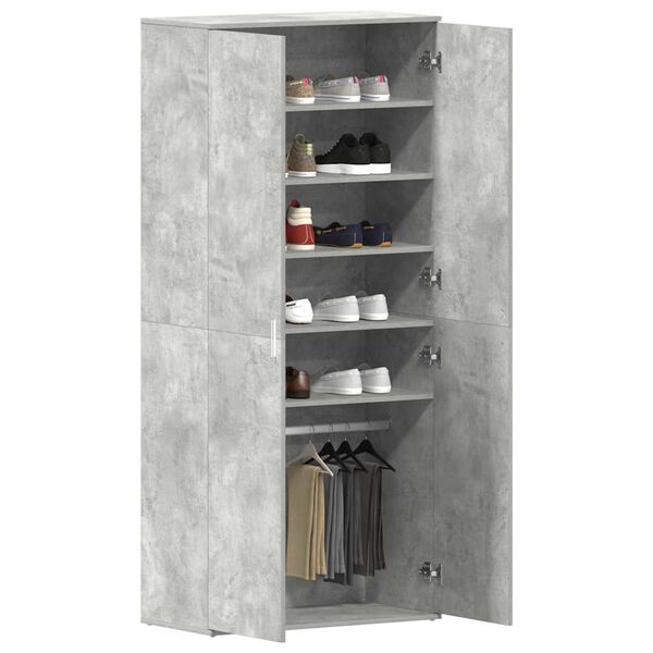 vidaXL Schuhschrank mit Tür Beton Grau 80 x 39 x 178 cm Holzwerkstoff
