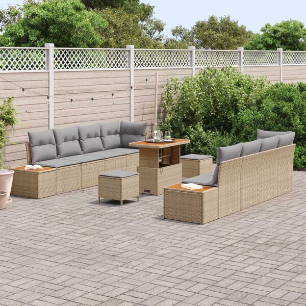 vidaXL Gartensofa-set 11 pcs Beige Poly-Rattan
