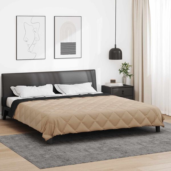vidaXL Ganzjahresbettdecke Schwarz und Taupe 240 x 260 cm Mikrofaser