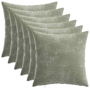 vidaXL Kissenbezug 6 stk. HEERLEN Gr&uuml;n 40 x 40 cm Chenille-Stoff