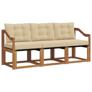 vidaXL Outdoor-Sofagarnitur mit Kissen 3 pcs Natur und Beige