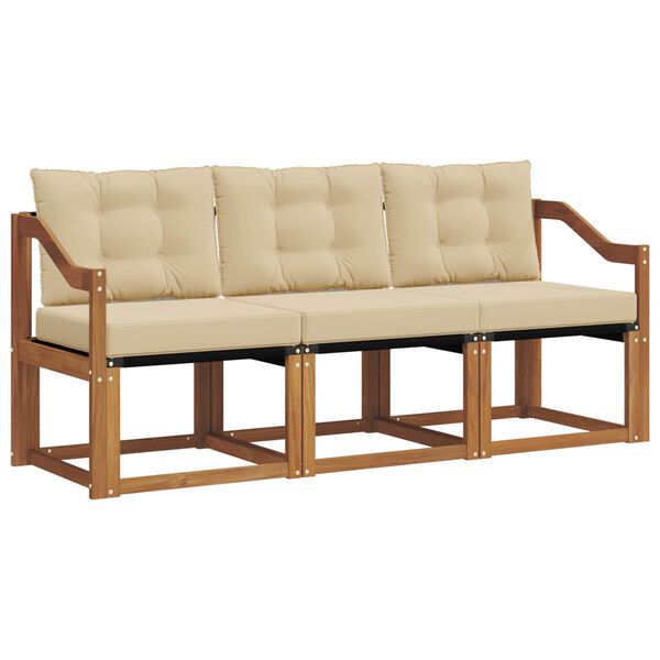 vidaXL Outdoor-Sofagarnitur mit Kissen 3 pcs Natur und Beige