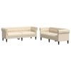 vidaXL 2-tlg. Sofagarnitur Creme Stoff
