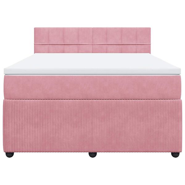 vidaXL Boxspringbett mit Matratze Rosa 140x200 cm Samt