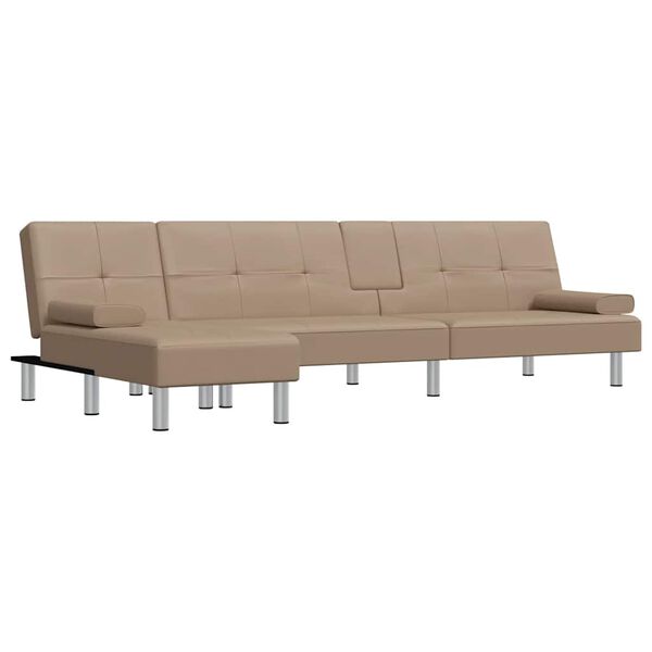 vidaXL Schlafsofa in L-Form Cappuccino-Braun 255x140x70 cm Kunstleder