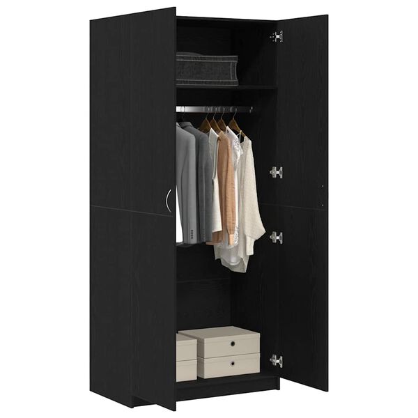 vidaXL Kleiderschrank mit T&uuml;r Schwarz Eichen-Optik 90 x 52 x 200 cm