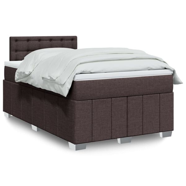 vidaXL Boxspringbett mit Matratze Dunkelbraun 120x200 cm Stoff