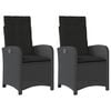 vidaXL Gartensessel mit Kissen 2 Stk. Verstellbar Schwarz Poly Rattan