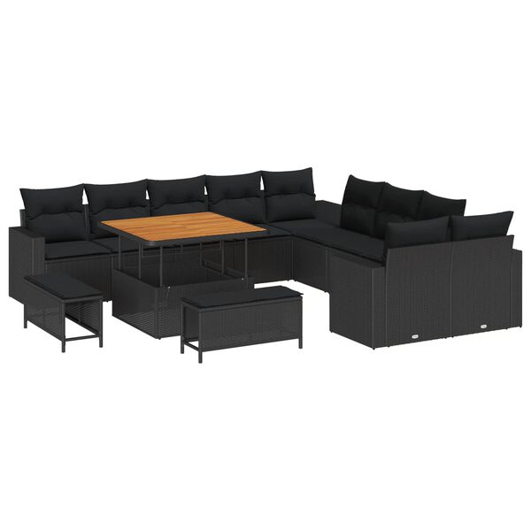 vidaXL Gartensofa-set 13 pcs Schwarz Poly-Rattan