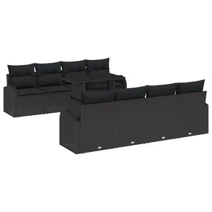 vidaXL Gartensofa-set mit Kissen mit Kissen 9 pcs Schwarz Poly Rattan