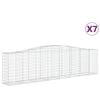 vidaXL Gabionen mit Hochbogen 7 Stk. 400x50x100/120cm Verzinktes Eisen